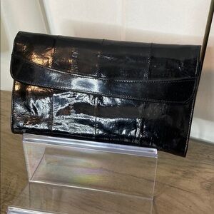 Vintage Black Eel Leather Clutch / Wallet